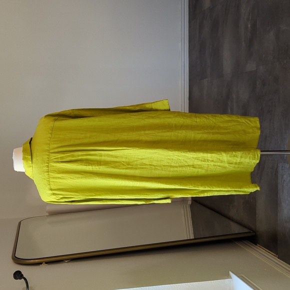 Zara Oversized Button Down 100% Linen Shirtdress Bright Green XL preppy summer - Picture 4 of 11